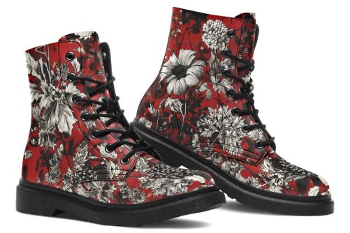 Bloodflower Boots   Vegan Leather Doc Style Boots with Durable Stitched on Soles 1