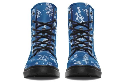 Blue Nightshade Boots   Vegan Leather Doc Style Boots with Durable Stitched on Soles 1