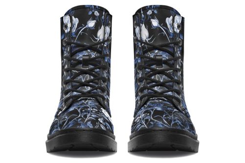 Blue Rose Romance Boots   Vegan Leather Doc Style Boots with Durable Stitched on Soles 2