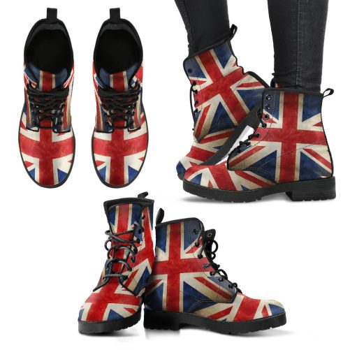 British Union Jack Vegan Women's Vegan Leather Combat Boots 1