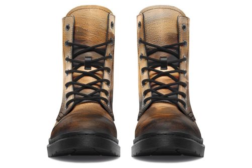 Burnt Ochre Boots   Vegan Leather Doc Style Boots with Durable Stitched on Soles 1