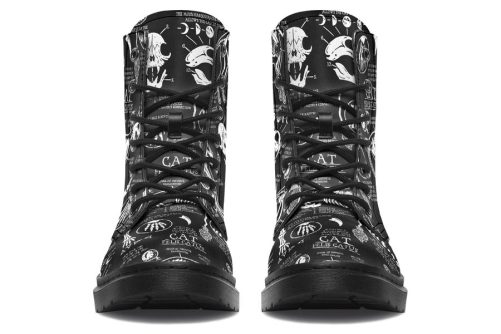 Cat Study Boots   Vegan Leather Doc Style Boots with Durable Stitched on Soles 2