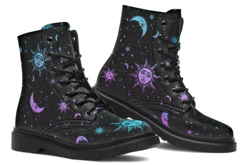 Celestial Pastel Boots   Vegan Leather Doc Style Boots with Durable Stitched on Soles 1