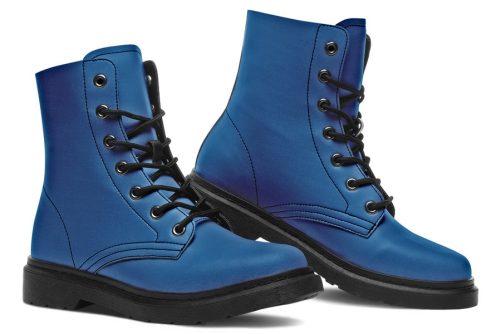 Cobalt Blue Boots   Vegan Leather Doc Style Boots with Durable Stitched on Soles 1