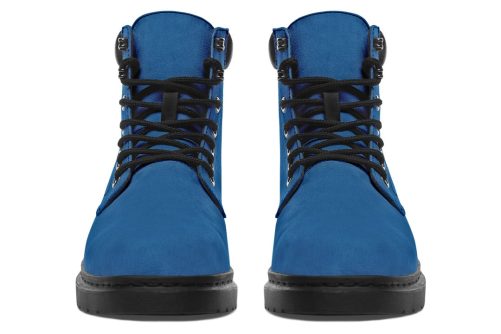 Cobalt Blue Classic Boots   High Quality Micro Suede Weatherproof Vegan Shoes with Stitched on Soles