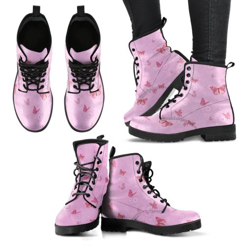 Combat Boots Women's Butterfly Leather Lace Up boots 1
