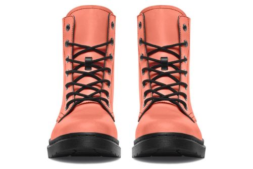 Coral Blush Boots   Vegan Leather Doc Style Boots with Durable Stitched on Soles 1