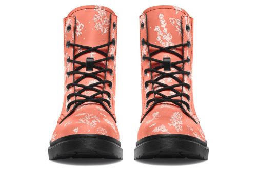 Coral Nightshade Boots   Vegan Leather Doc Style Boots with Durable Stitched on Soles 1