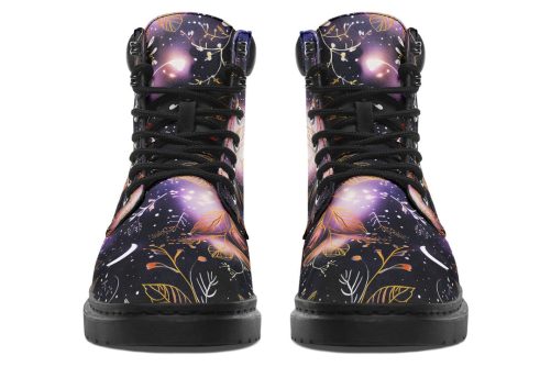 Cosmic Petals Classic Boots   High Quality Micro Suede Weatherproof Vegan Shoes with Stitched on Soles