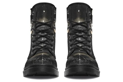 Cosmic Sphynx Cat Boots   Vegan Leather Doc Style Boots with Durable Stitched on Soles 1