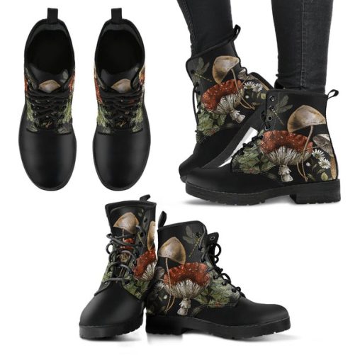 Cottagecore Mushroom Women's Vegan Leather Boots 1