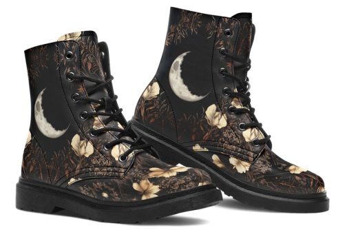 Crescent Garden Boots   Vegan Leather Doc Style Boots with Durable Stitched on Soles 1