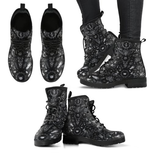 Dark Cottagecore Forest Women's Vegan Leather Combat Boots 1