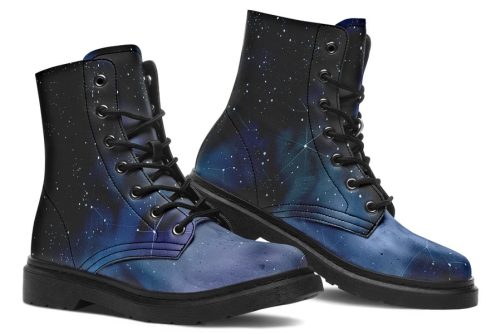 Deep Blue Boots   Vegan Leather Doc Style Boots with Durable Stitched on Soles 1