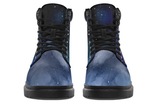 Deep Blue Classic Boots   High Quality Micro Suede Weatherproof Vegan Shoes with Stitched on Soles