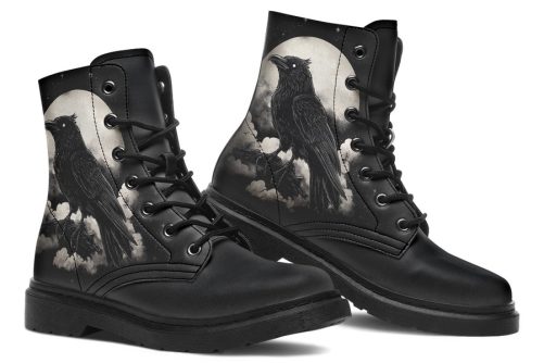 Doom Raven Boots   Vegan Leather Doc Style Boots with Durable Stitched on Soles 1