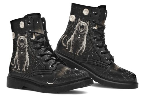 Eclipse Cat Boots   Vegan Leather Doc Style Boots with Durable Stitched on Soles 1