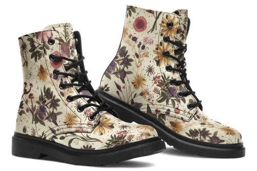 Enchanted Blossoms Boots   Vegan Leather Doc Style Boots with Durable Stitched on Soles 2