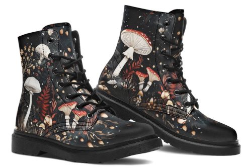 Faery Fungi Boots   Vegan Leather Doc Style Boots with Durable Stitched on Soles 1