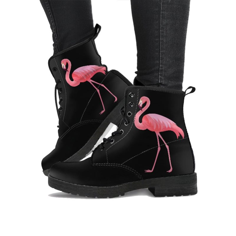 Hawaiian Tropical Flamingo Floral Pattern Print Men Women Leather Boots main image 1