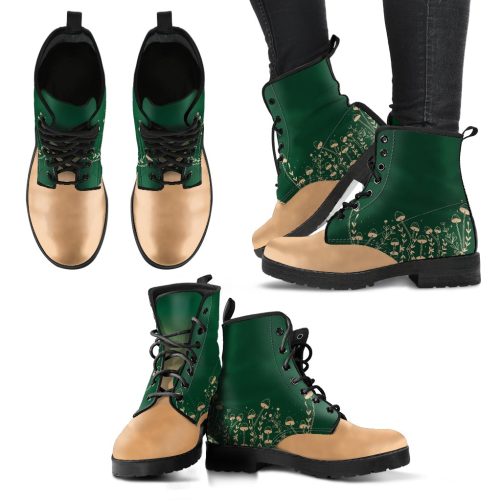 Forest Magic Women Green Vegan Leather Combat Boots 1
