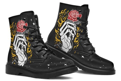 Forever Rose Boots   Vegan Leather Doc Style Boots with Durable Stitched on Soles 1