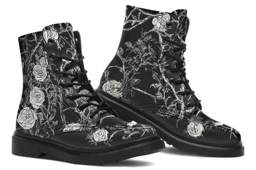 Fragile Rose Boots   Vegan Leather Doc Style Boots with Durable Stitched on Soles 2