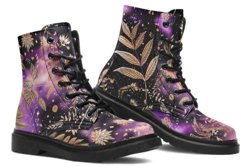 Galactic Bloom Boots   Vegan Leather Doc Style Boots with Durable Stitched on Soles 1