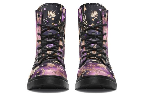 Galactic Bloom Boots   Vegan Leather Doc Style Boots with Durable Stitched on Soles 2