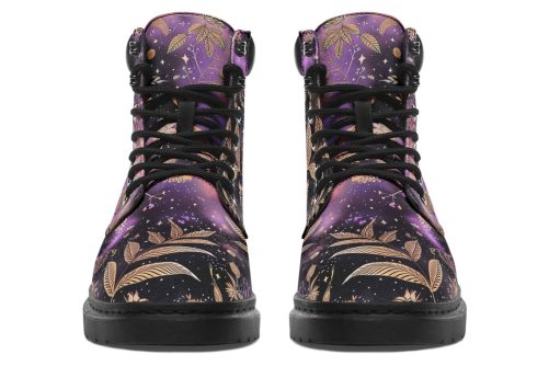 Galactic Bloom Classic Boots   High Quality Micro Suede Weatherproof Vegan Shoes with Stitched on Soles