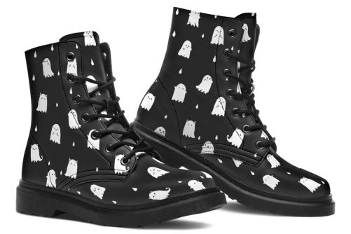 Ghost Party Boots   Vegan Leather Doc Style Boots with Durable Stitched on Soles 1