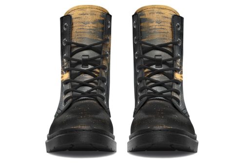 Gilded Obsidian Boots   Vegan Leather Doc Style Boots with Durable Stitched on Soles