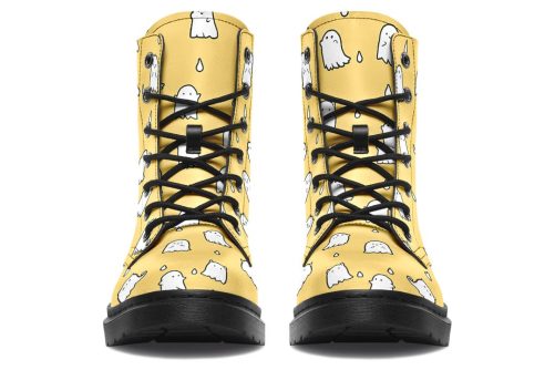 Gold Ghost Party Boots   Vegan Leather Doc Style Boots with Durable Stitched on Soles 1