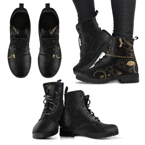 Gold Leaf Women's Vegan Leather Combat Boots 1