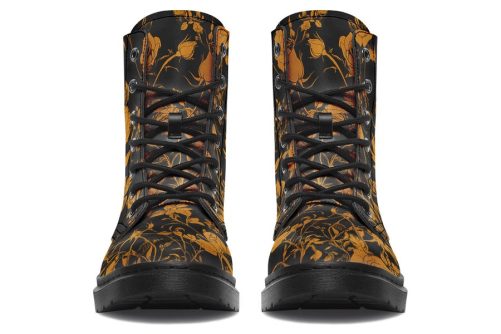 Golden Rose Romance Boots   Vegan Leather Doc Style Boots with Durable Stitched on Soles 2