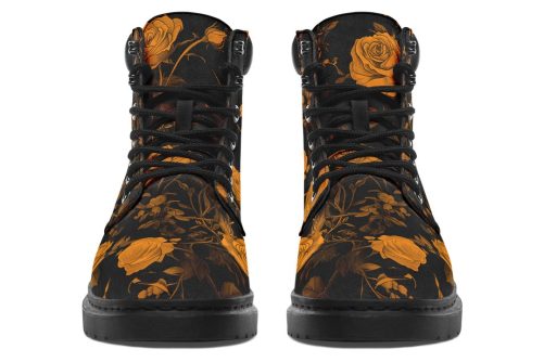 Golden Rose Romance Classic Boots   High Quality Micro Suede Weatherproof Vegan Shoes with Stitched on Soles