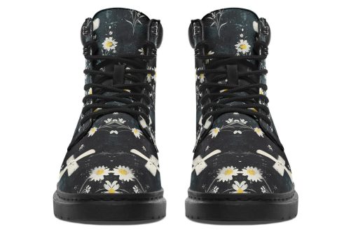 Graveyard Bloom Classic Boots   High Quality Micro Suede Weatherproof Vegan Shoes with Stitched on Soles