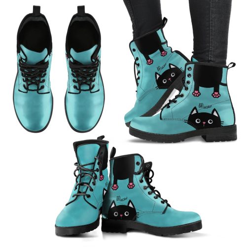 Green Cat Women's Vegan Leather Combat Boots 1