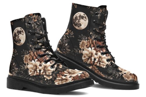 Harvest Moon Boots   Vegan Leather Doc Style Boots with Durable Stitched on Soles 1