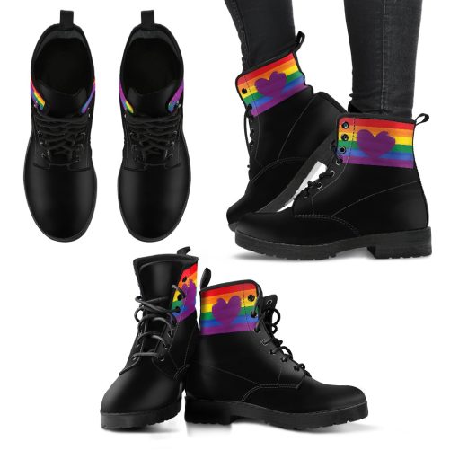 Heart Pride Vegan Women's Vegan Leather Combat Boots 1