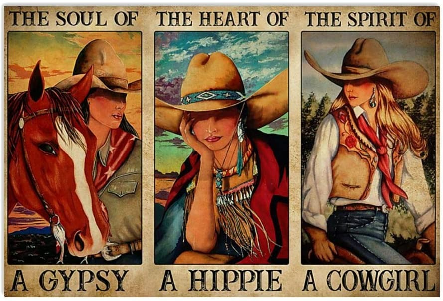 Horse Poster Soul Of Gypsy Heart Hippie Spirit Cowgirl Beautiful Hanging Wall Art For Living Room Decorations Painting Prints House Decor Vintage Poster No Frame