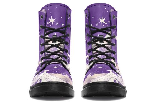 Lavender Lunar Tide Boots   Vegan Leather Doc Style Boots with Durable Stitched on Soles 1