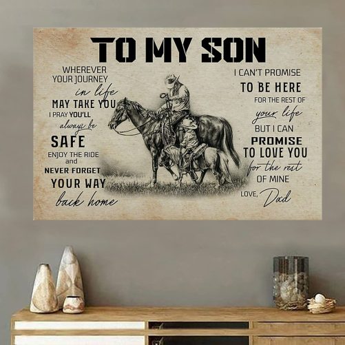 Man And Horse Poster Dad To Son Whenever Your Journey In Life May Take You I Pray You Ll Always Be Safe Wall Decor Decorative Home For Bedroom Gift For Friend And Relative No Frame