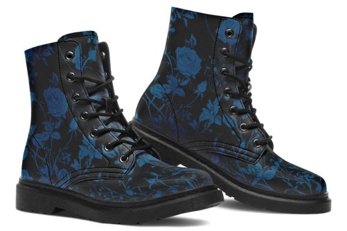 Midnight Rose Romance Boots   Vegan Leather Doc Style Boots with Durable Stitched on Soles 1
