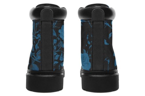 Midnight Rose Romance Classic Boots   High Quality Micro Suede Weatherproof Vegan Shoes with Stitched on Soles 1