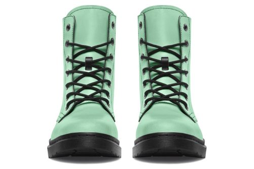 Mint Green Boots   Vegan Leather Doc Style Boots with Durable Stitched on Soles 1