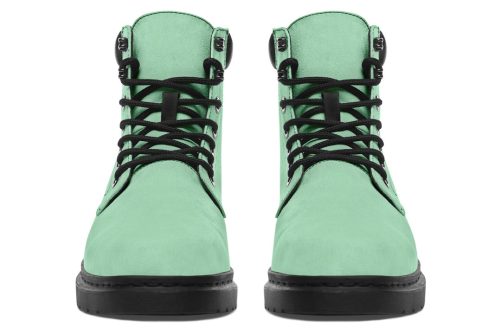 Mint Green Classic Boots   High Quality Micro Suede Weatherproof Vegan Shoes with Stitched on Soles