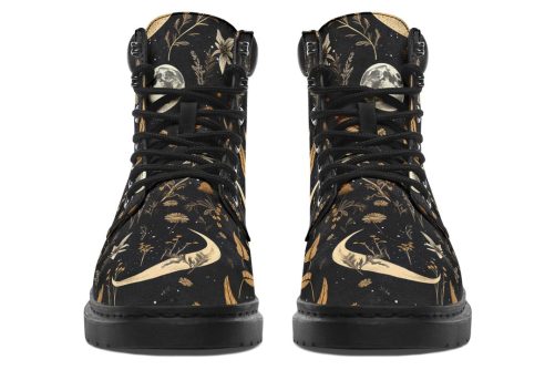 Moonlit Botanica Classic Boots   High Quality Micro Suede Weatherproof Vegan Shoes with Stitched on Soles 1