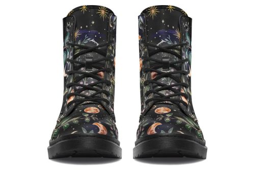 Night Blossom Boots   Vegan Leather Doc Style Boots with Durable Stitched on Soles 2