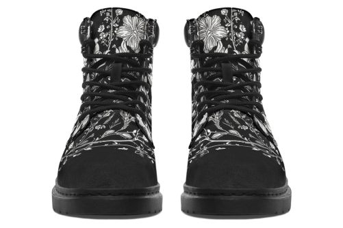 Noir Bouquet Classic Boots   High Quality Micro Suede Weatherproof Vegan Shoes with Stitched on Soles